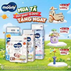 Tã Bỉm MOONY NATURAL dán/quần NB62/S58/M46/L38/L36/XL32