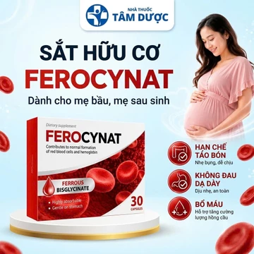 Viên uống bổ sung Sắt Ferocynat (Ba Lan) - Sắt Hữu Cơ & Vitamin C, Ngăn Ngừa Thiếu Máu