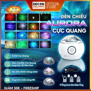 Đèn Máy Chiếu Cực Quang Galaxy 16 Màu, 3D siêu thực , decor phòng ngủ quà tặng
