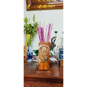 ống đựng hương Tài lộc dáp vàng có chỗ để bật lửa ( hộp quẹt