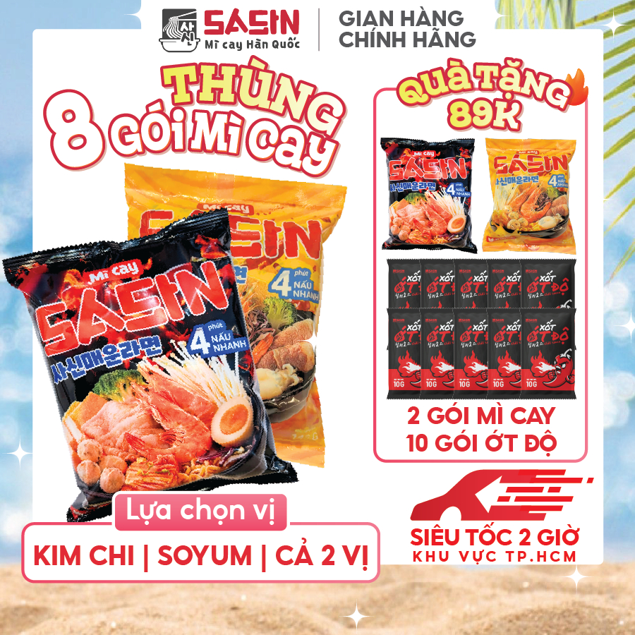 [THÙNG 8 TẶNG 2] Mì Cay Sasin (Thùng 8 gói)_(Chọn vị)