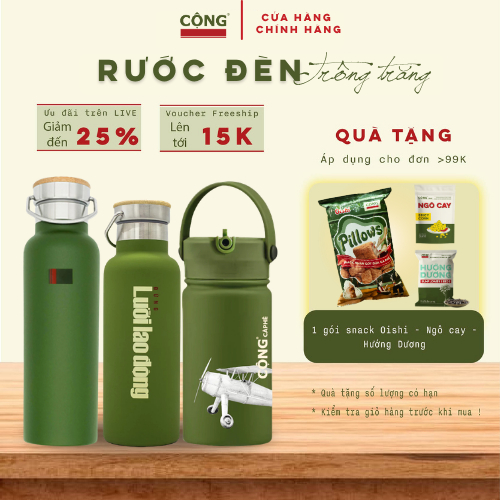 Bình giữ nhiệt nóng lạnh nắp gỗ 600ml - Cộng Cà Phê | BigBuy360 - bigbuy360.vn
