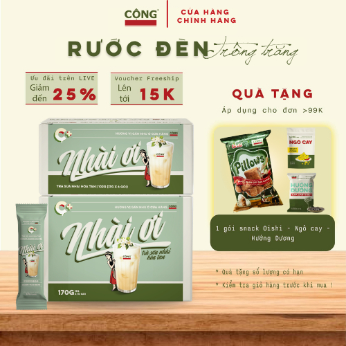 Trà sữa tự pha Nhài Ơi hộp 6 – 10 gói ngon đậm vị tiện lợi uống liền, Cộng cà phê