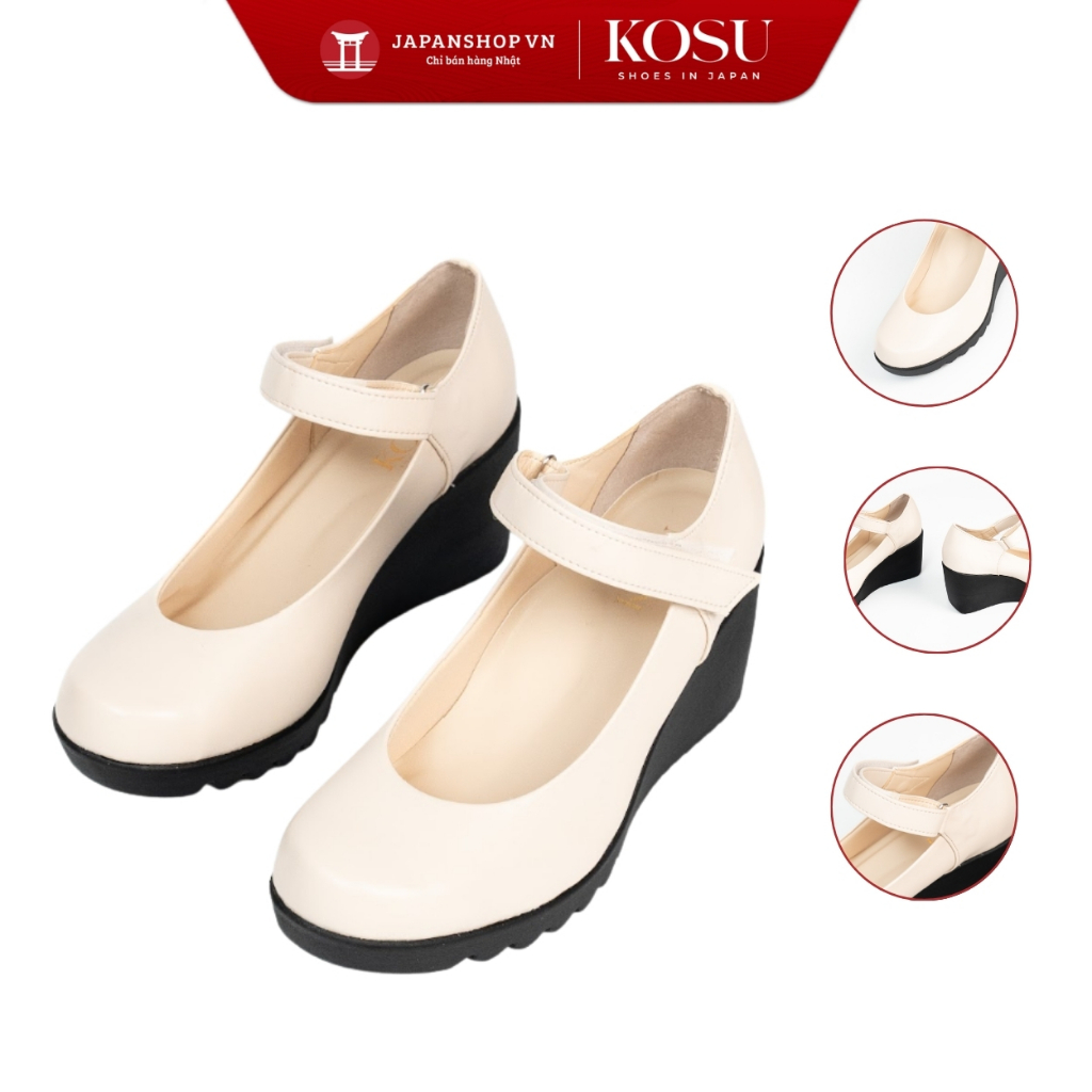 Giày da nữ cao cấp đế xuồng KOSU K-23605 cao 7,5cm dáng sang, mang nhẹ, kháng khuẩn, khử mùi chính hãng Nhật Bản