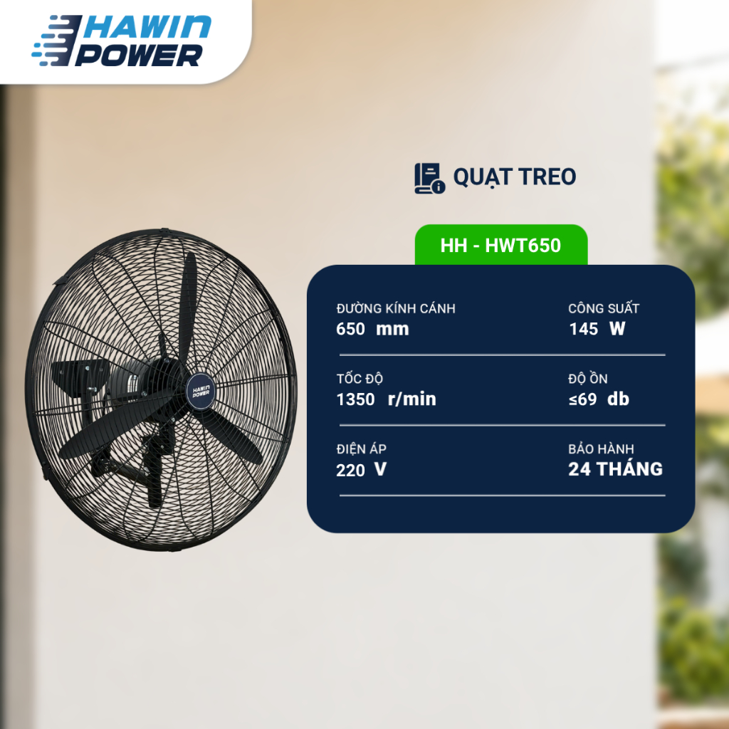 Quạt Treo Công Nghiệp HAWIN POWER HH-HWT650 | BigBuy360 - bigbuy360.vn