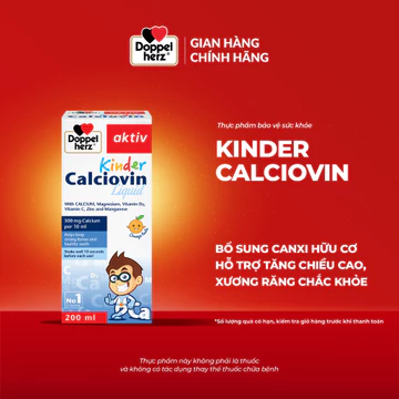 Siro canxi cho bé Doppelherz Kinder Calciovin bổ sung canxi hữu cơ hỗ trợ tăng chiều cao, xương chắc khỏe (Chai 200ml)