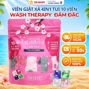 Viên Giặt Xả Đậm Đặc Wash Therapy Lưu Hương Sạch Sâu Bảo Vệ Sợi Vải Túi 10 Viên