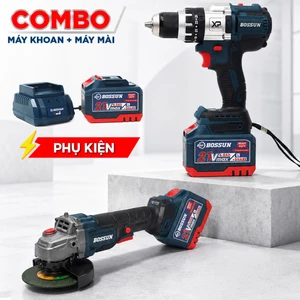 Máy Khoan Pin + Máy Mài Bossun BS-CB02PCS 21V Động Cơ Không Chổi Than Kèm Pin Sạc Chính Hãng