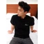 CLASSIC - ÁO THUN XƯỢC LOGO THIÊU - FROM RAGULAR FIT 230GSM - BLACK