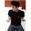 CLASSIC - ÁO THUN XƯỢC LOGO THIÊU - FROM RAGULAR FIT 230GSM - BLACK