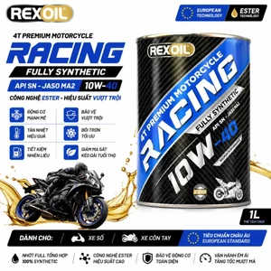 Nhớt REXOIL Racing 4T 10w40 Full tổng hợp, công nghệ ester, dành cho xe số, xe côn tay, châu âu