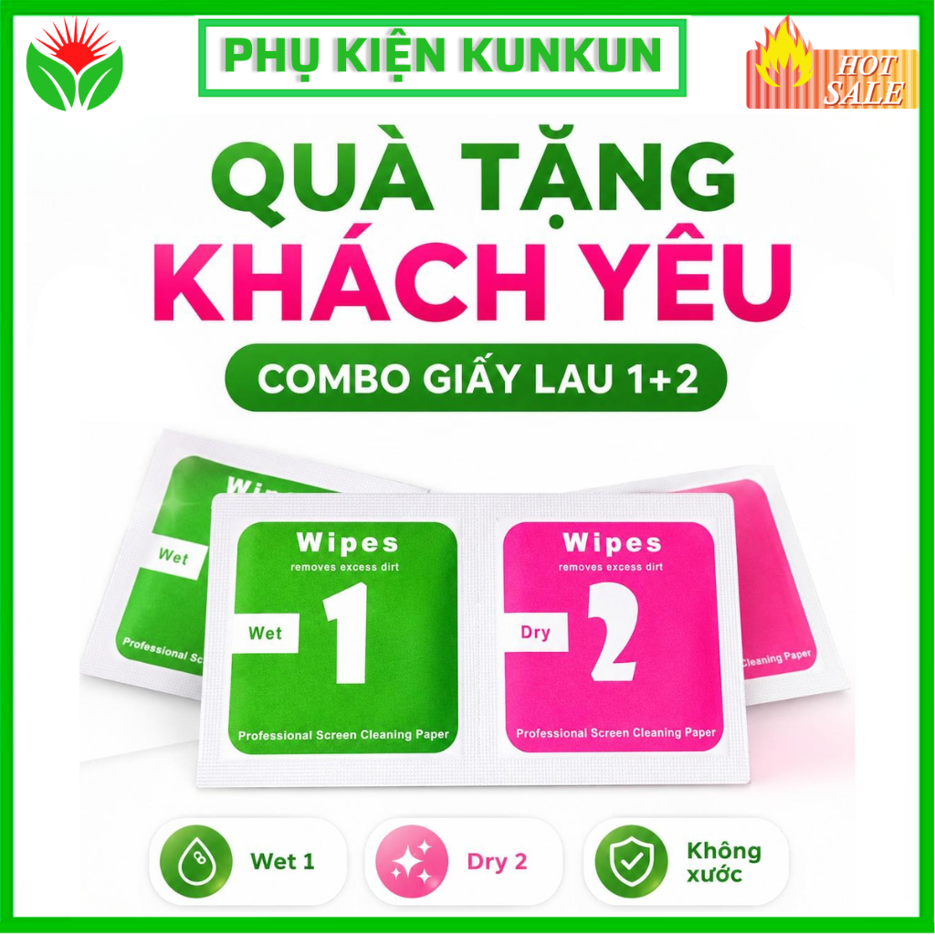 [QUÀ TẶNG GIẤY LAU] Khăn lau 1 và 2 mếng lau vệ sinh màn hình điện thoại – Vip 1 T7