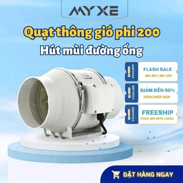 Quạt Thông Gió DEXI Hz 200 💎Không Ồn💎 Quạt Hút Mùi Đường Ống Đa Năng Hiệu Suất Cao Quạt Hút Gió