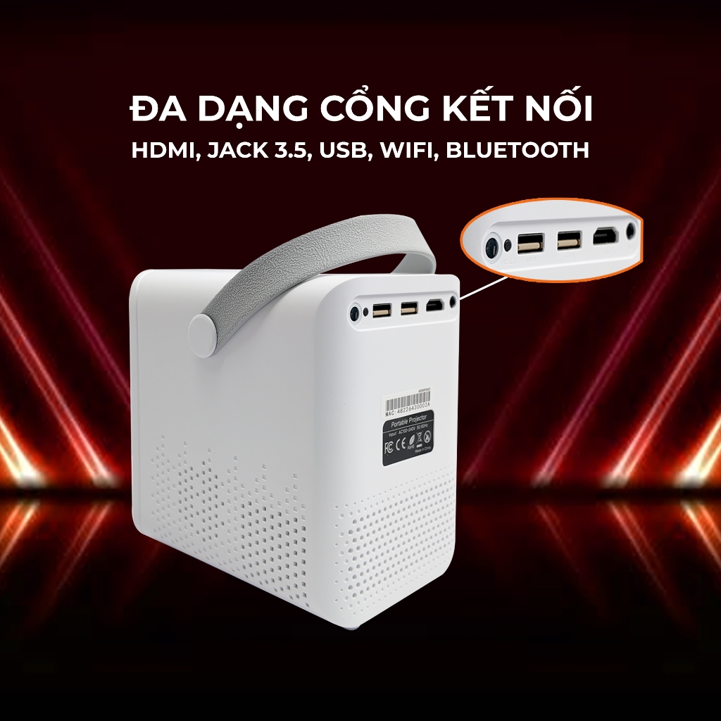 Máy Chiếu mini Yamazaki A9 PRO RAM 2GB siêu mượt HD 4K Android TV 9.0 Độ Sáng 380 - 420 ANSI Bluetooth 5.3 | BigBuy360 - bigbuy360.vn