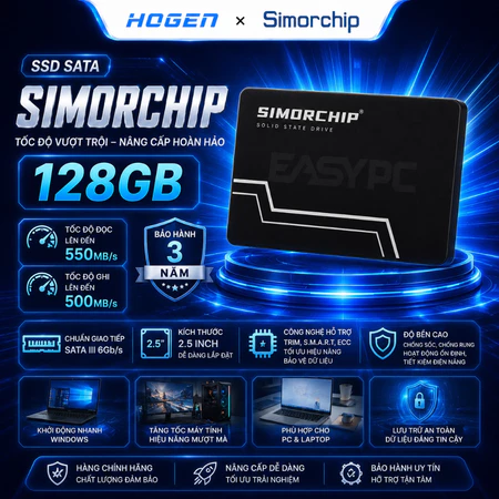 Ổ Cứng SSD SIMORCHIP SSD110 SATA III 128GB 2.5 Inch Tốc Độ 500MB/s Cho PC Laptop Chính Hãng BH 36 Tháng