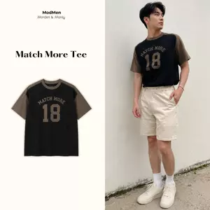 Áo Thun Nam Cotton 4 Chiều Thêu Nổi Match More Form Rộng Vintage Học Đường Phối Tay Raglan Hàn Quốc MODMEN