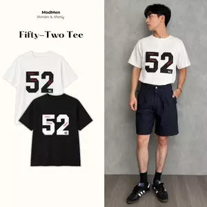 Áo Thun Nam Cotton Form Oversize Họa Tiết Thêu Nổi Phong Cách Hàn Quốc Fifty-Two Tee MODMEN