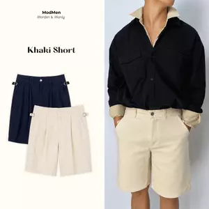 Quần Short Nam Kaki Cao Cấp Form Regular Dễ Phối Đồ Màu Kem/Xanh Navy Phong Cách Hàn Quốc MODMEN