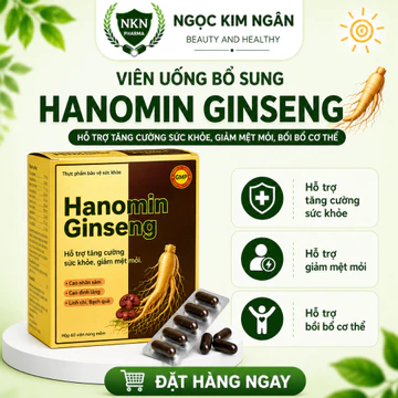 Hanomin Ginseng – Viên uống bổ sung nhân sâm hỗ trợ tăng cường sức khỏe, giảm mệt mỏi, bồi bổ cơ thể - Hộp 60 viên