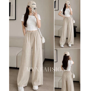 Quần Kẻ Ống Suông Chất Vải Linen Mềm Mịn Không Nhăn Tôn Dáng Mẫu Mới Hottrend Siêu Xinh [MYN001]