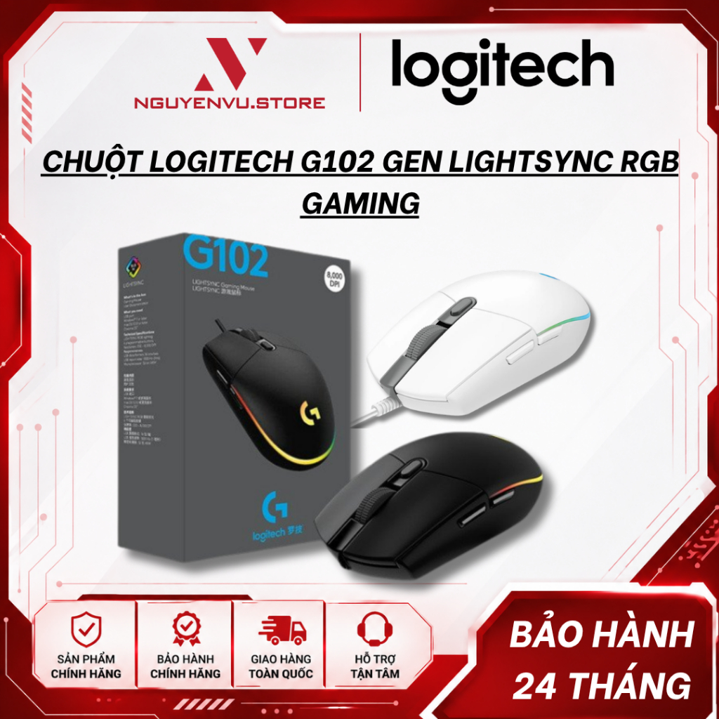 Chuột Gaming Logitech G102 Gen2 Lightsync - Hàng Chính Hãng | BigBuy360 - bigbuy360.vn