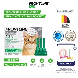 Frontline Plus - Tuýp nhỏ gáy phòng ve, rận, bọ (trứng, ấu trùng, con trưởng thành) cho mèo - 1 hộp 3 tuýp