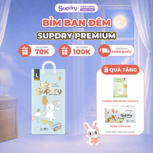 Tã Bỉm Đêm Supdry Xanh Cao Cấp Siêu Thấm Hút, Chống Tràn Cho Bé (Dán/Quần | NB–XXXL | 4–20kg)