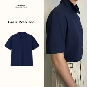 Áo Polo Nam MODMEN Màu Xanh Navy Cotton Cá Sấu Form Cổ Đứng Cao Cấp Basic Polo Tee Thanh Lịch Dễ Phối Đồ