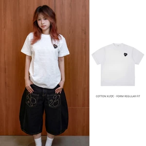 NOPE - ÁO THUN XƯỢC LOGO THIÊU - FROM RAGULAR FIT 230GSM - WHITE