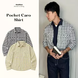 Áo Sơ Mi Nam Caro Form Rộng Oversize Phối Tay Dài Thanh Lịch Dễ Phối Đồ Caro Pocket Shirt MODMEN