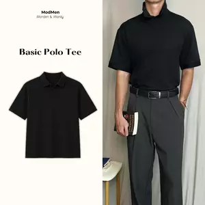 Áo Polo Nam Màu Đen Cotton Cá Sấu Form Cổ Đứng Cao Cấp Basic Polo Tee Thanh Lịch Dễ Phối Đồ MODMEN