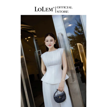 Áo peplum cổ thuyền LOLEM AK1758 đi làm dự sự kiện phong cách sang trọng thanh lịch