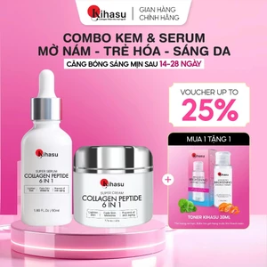Combo Serum Kem Kihasu Collagen 6IN1 Size Lớn Hỗ Trợ Mờ Thâm Nám, Dưỡng Sáng, Cấp Ẩm Da Yếu