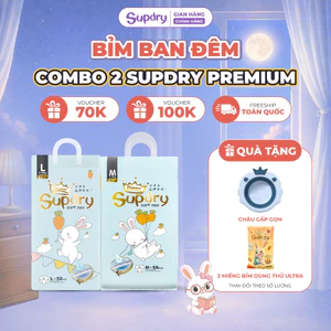 COMBO 2 Tã Bỉm Dán/Quần Supdry Premium An toàn, Thấm Hút, Khô Thoáng size NB/S/M/L/XL/XXL/XXXL cho bé 4kg-20kg