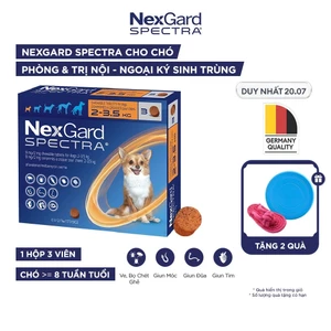 NexGard SPECTRA size XS - Viên nhai phòng nội, ngoại ký sinh (ve, rận, bọ, ghẻ, giun)dành cho Chó (2-3.5KG)