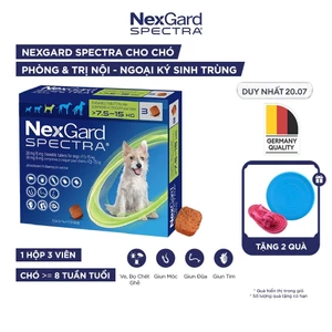 NexGard SPECTRA - Viên nhai mềm phòng nội, ngoại ký sinh trùng dành cho Chó size M (7.5-15kg)