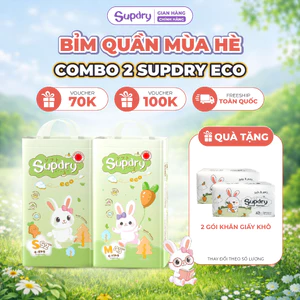 COMBO 2 Bịch Tã/ Bỉm Quần Supdry, Bỉm Supdry Eco Êm Ái, Khô Thoáng, Thấm hút tốt Cho bé M, L, XL, XXL, 3XL