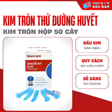 [Giao Thương Hiệu Ngẫu Nhiên] Kim Tròn Thử Đường Huyết (Hộp 50 Kim) - Kim Lấy Máu Không Đau