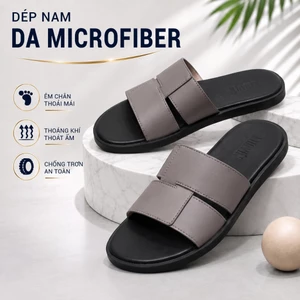 Dép da nam cao cấp CORVIN SOLID quai ngang đơn, đế cao su bền bỉ, chống trơn trượt, chống hôi chân