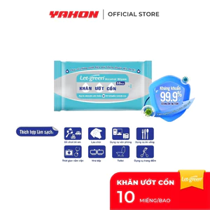 Lốc 10 Gói Khăn Giấy Ướt Có Cồn Bỏ Túi Let-green 10 miếng/gói