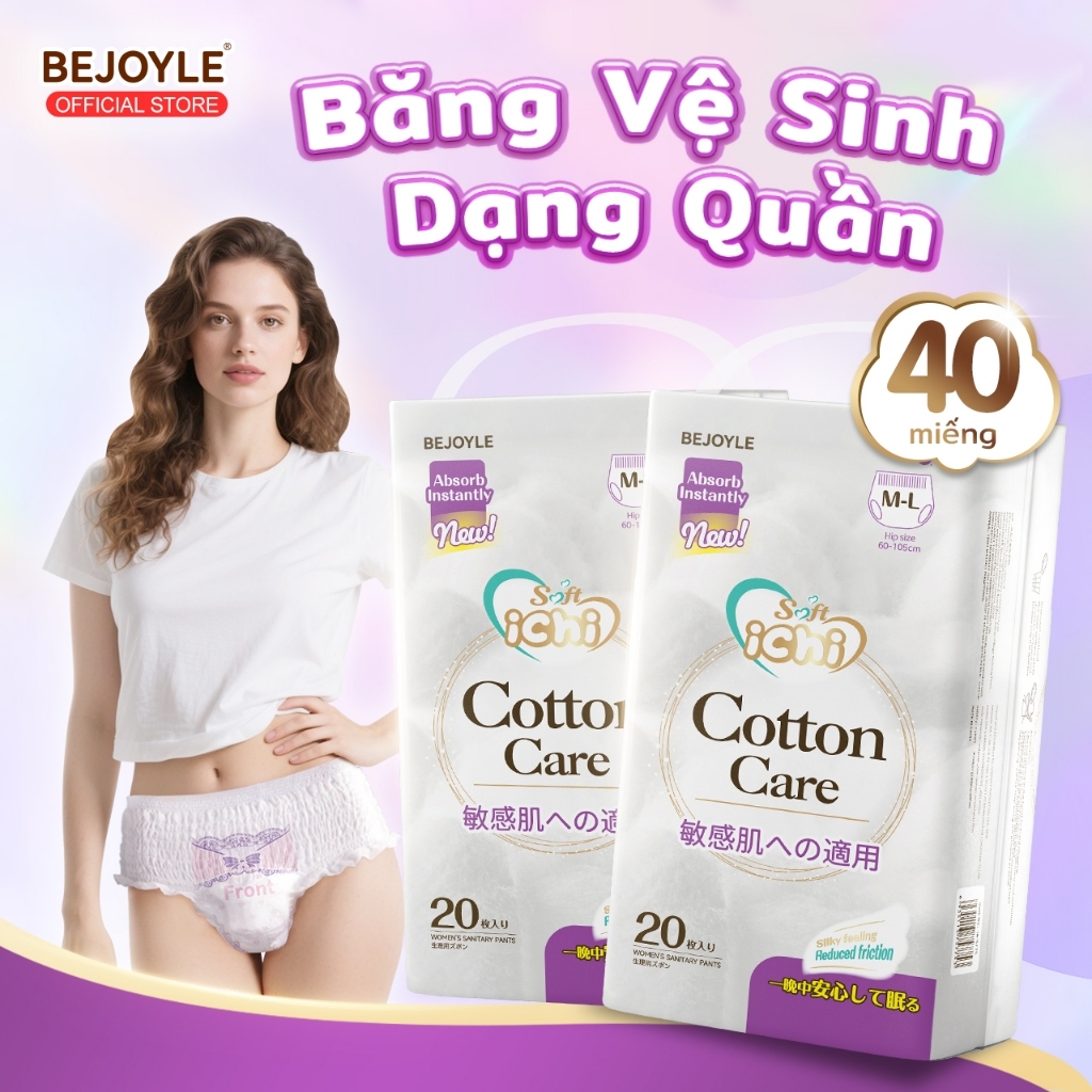 Băng vệ sinh dạng quần Bejoyle Combo 40 miếng–Chống tràn 360° vượt trội, thoáng khí, an toàn cho mẹ bầu & sau sinh, dùng