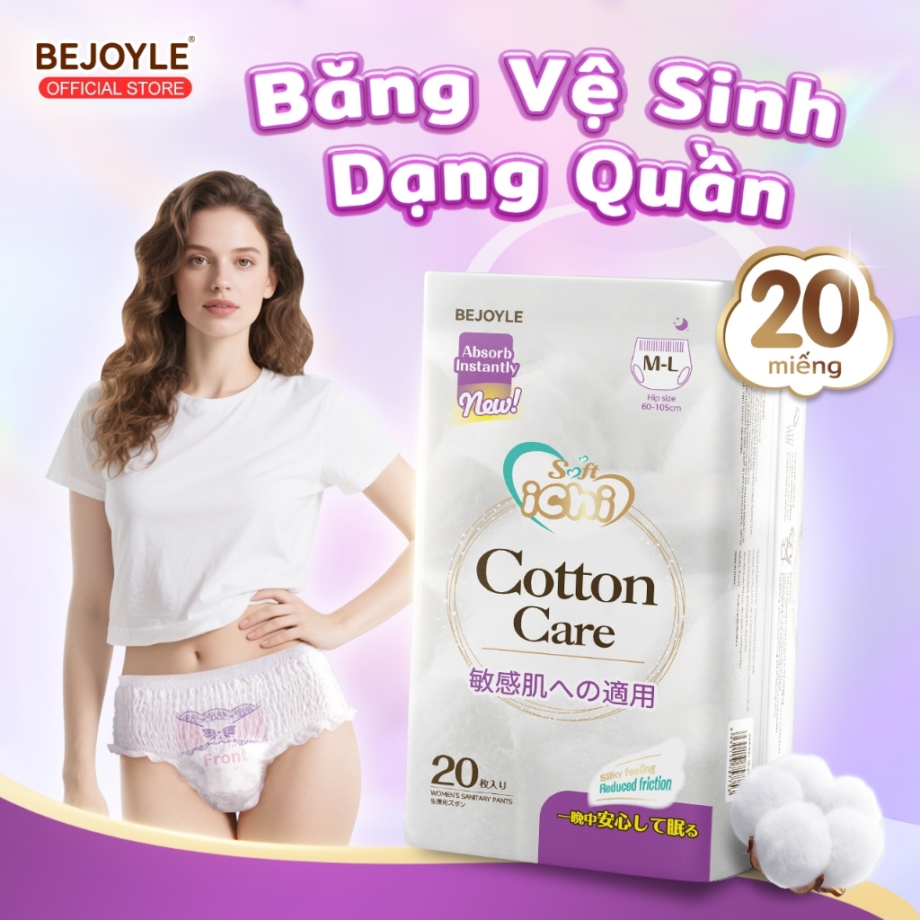 Băng vệ sinh dạng quần Bejoyle gói 20 miếng – Chống tràn 360° vượt trội, thoáng khí, an toàn cho mẹ bầu & sau sinh, dùng