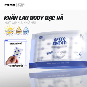 Khăn khử mùi cơ thể mát lạnh RAMA After Sweat Không cồn Không bết dính Sạch mồ hôi Túi 16 khăn riêng