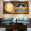 Tranh Đồng Hồ Decor Phòng Khách, Phòng Ngủ Sang Trọng Hàng Cao Cấp Biếu Tặng - Đồng Hồ Kim Trôi Chiêu Tài Hút Lộc
