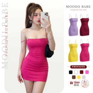 Đầm nữ 2 dây ôm body, váy body siêu tôn dáng, sexy, chất thun tăm lạnh, size dưới 54kg mặc thoải mái