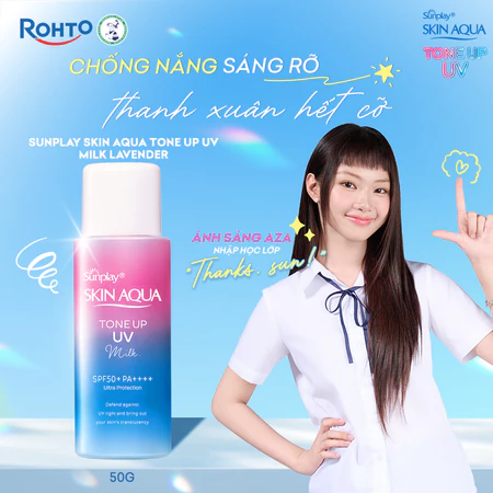 Kem chống nắng nâng tông cho da tối màu & da vàng, dạng sữa Sunplay Skin Aqua Tone Up UV Milk Lavender SPF 50+ PA++++50g