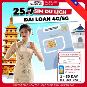 Sim Du Lịch ĐÀI LOAN [1 - 30 Ngày] 4G/ 5G Tốc Độ Cao Và Ổn Định - Tặng Kèm Cây Chọc Sim"