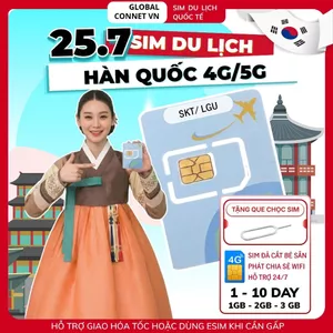 Sim Du Lịch HÀN QUỐC [1 - 10 Ngày] 4G/ 5G Tốc Độ Cao, Gói Cước Đa Dạng - Tặng Kèm Cây Chọc Sim