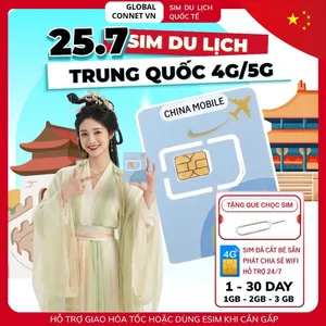 Sim Du Lịch TRUNG QUỐC [1 - 30 Ngày] 4G/ 5G Tốc Độ Cao Và Ổn Định - Tặng Kèm Cây Chọc Sim