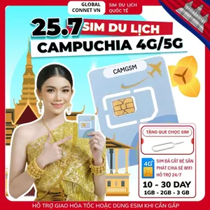 Sim Du Lịch CAMPUCHIA [10 - 30 Ngày] 4G/ 5G Tốc Độ Cao Và Ổn Định - Tặng Kèm Cây Chọc Sim"